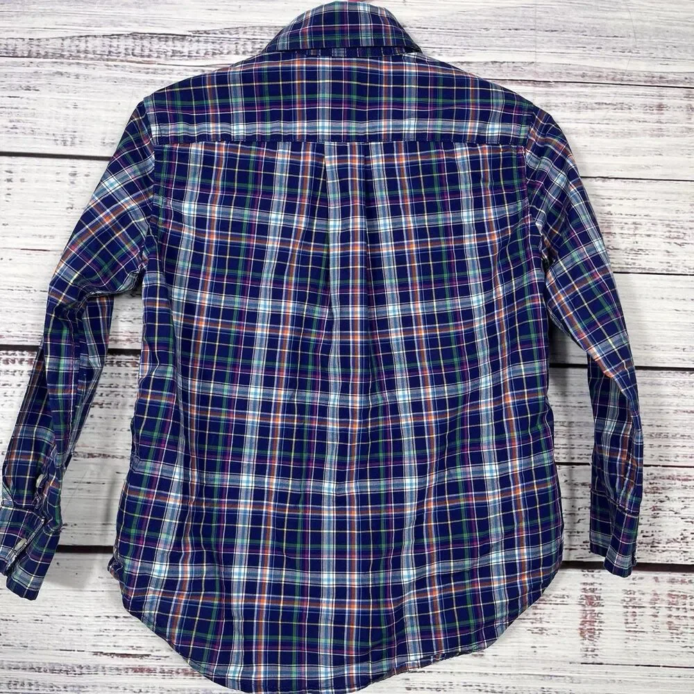 Ralph Lauren Shirt Toddler 3T Blue Green Pink Multi Long Sleeve Button Down Pony